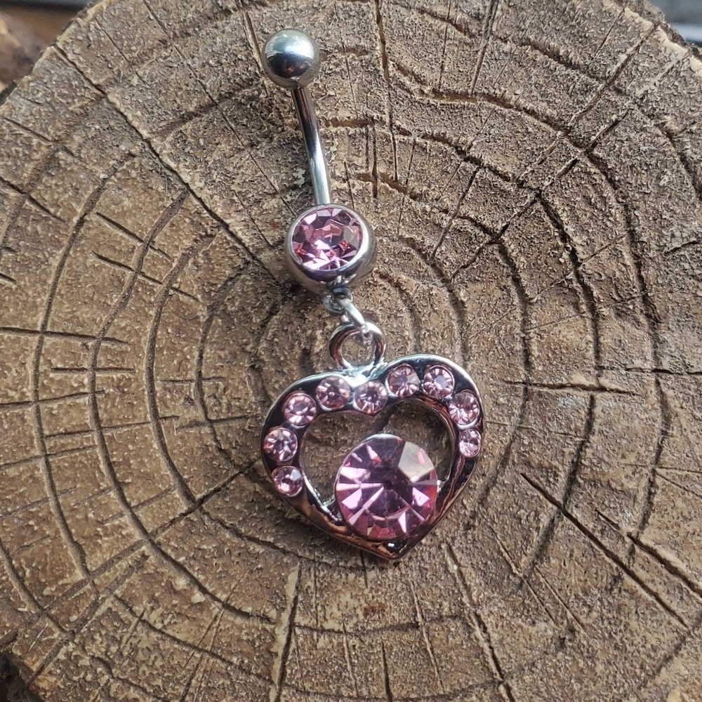 COPY - Pink heart belly ring
